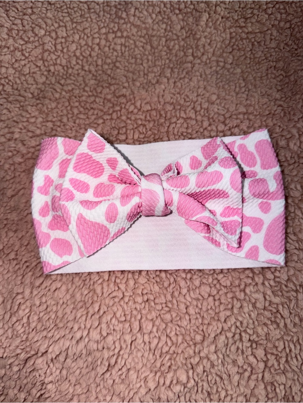 Pink Giraffe Print Bow Headband for Kids